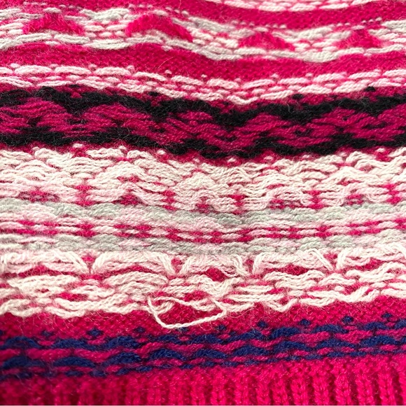 Talbots Pink Fair Isle Nordic Style Lambswool Blend Cardigan Sweater Size Medium - Picture 12 of 14